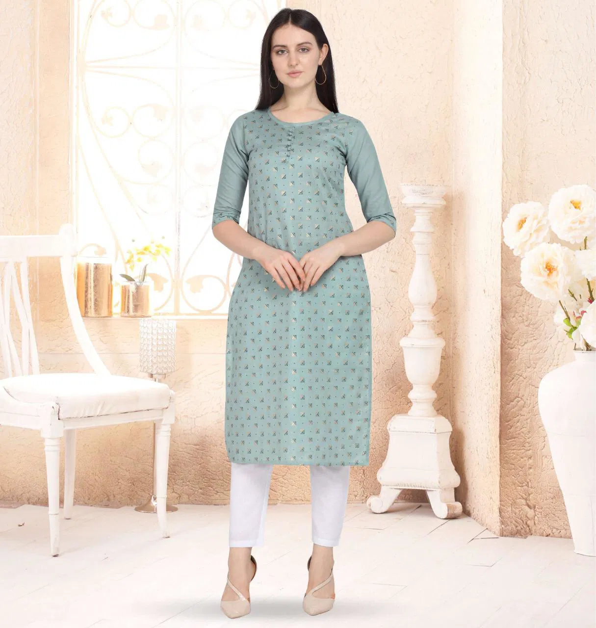 Joya Designer Cotton Kurtis with Floral Print work collection